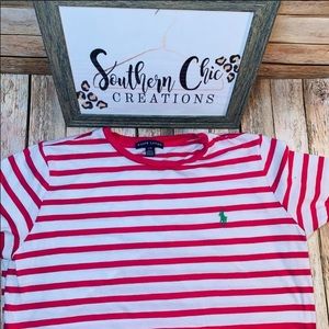 Pink & White Stripe Ralph Lauren Polo Tee